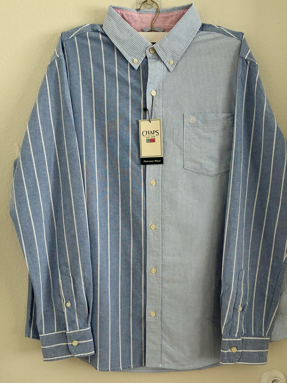 Chaps Oxford Striped Shirt - Nautical Blue- Men’s XL New With Tags